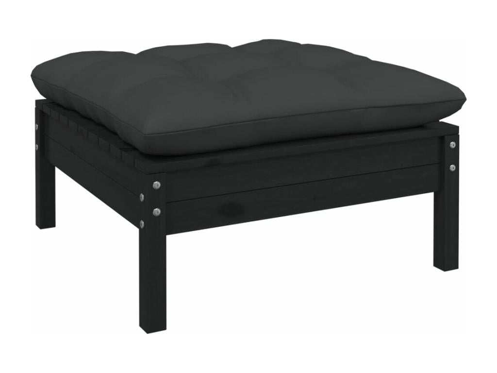 Salon de jardin 5 pcs avec coussins Noir Mobenze de pin 2 WNDZ21277