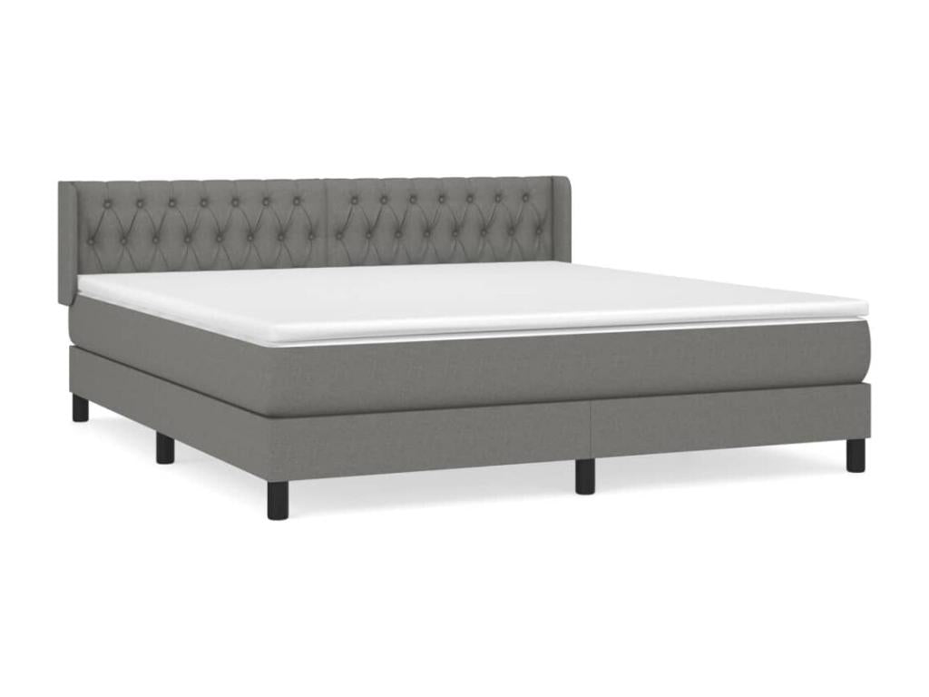 Lit à sommier tapissier avec matelas Gris foncé 180x200cm Tissu AUNL46488