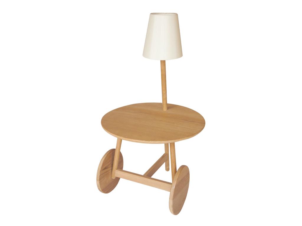 Boislis Home - Table D'appoint En Teck Avec Lampe abat-jour 51x47xht88cm Triss XONA43093