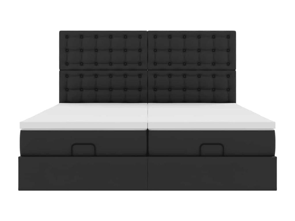 Cadre de lit ottoman avec matelas noir 160x200 cm similicuir BJSC12488