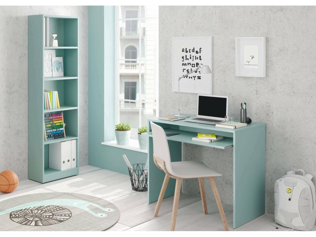 Bibliothèque Boislis Bibliothèque haute avec 5 étagères Etagère de bureau ou de chambre Etagère moderne avec compartiments 52x25h80 cm Vert Boislis WMVF42205
