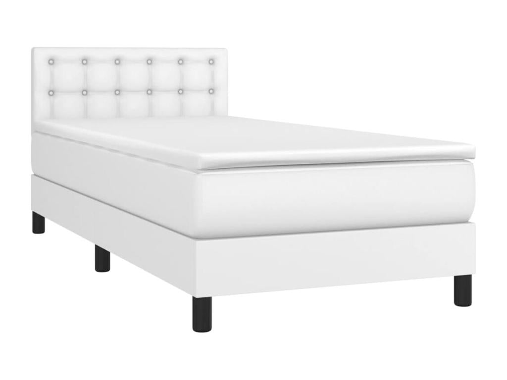 Sommier à Boislis de lit avec matelas Blanc 90x200 cm Similicuir RPJA56896