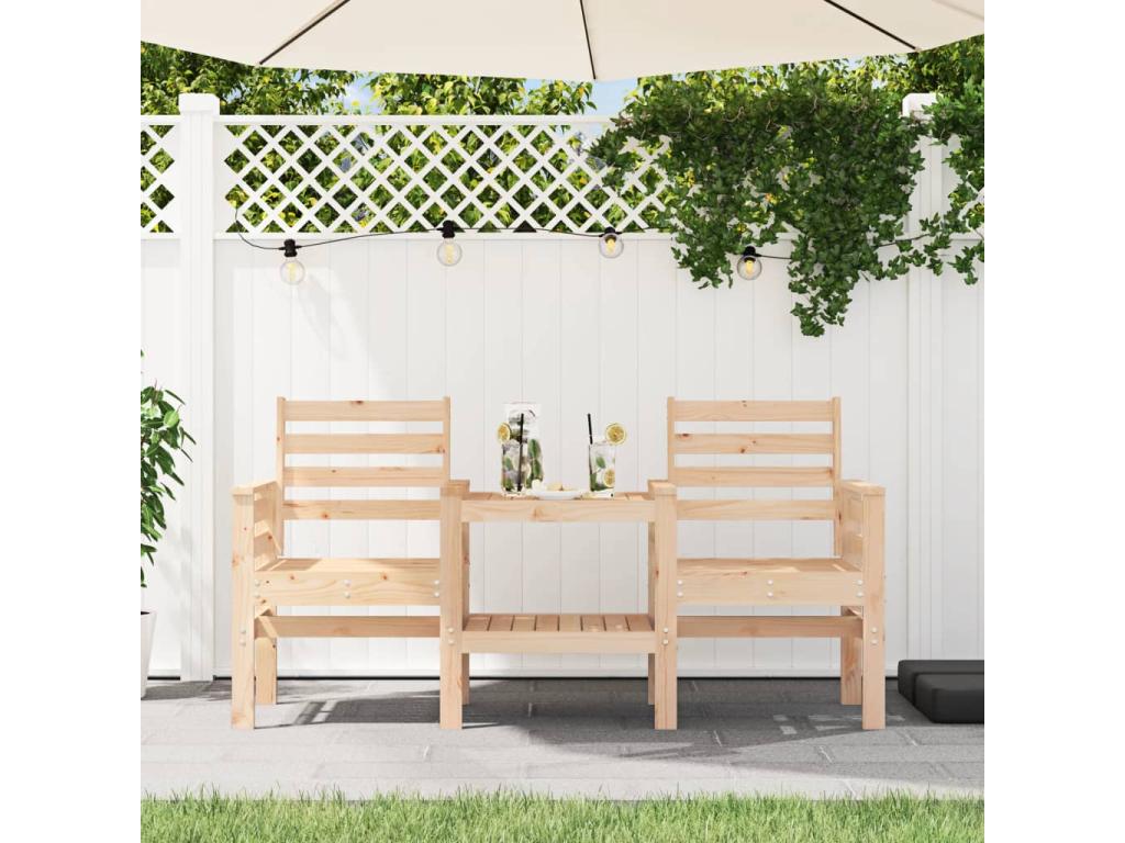 Banc de jardin avec table 2 places bois de pin massif MTFJ27043