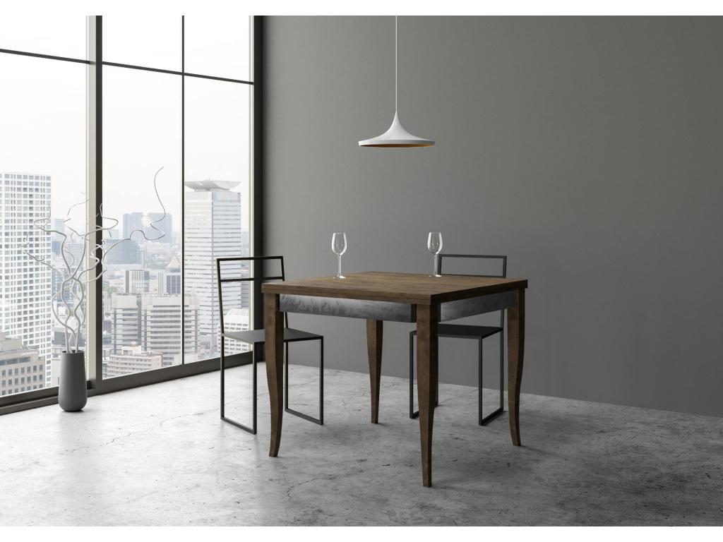 Table portefeuille extensible 90x90/180 cm Sciabola Librox Noyer cadre gris JFLM60905