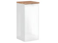 Meuble bas de salle de bain avec panier à linge inclus - Chêne artisanal doré et blanc brillant - L35-H80-P35 - Boislis NFTW99615