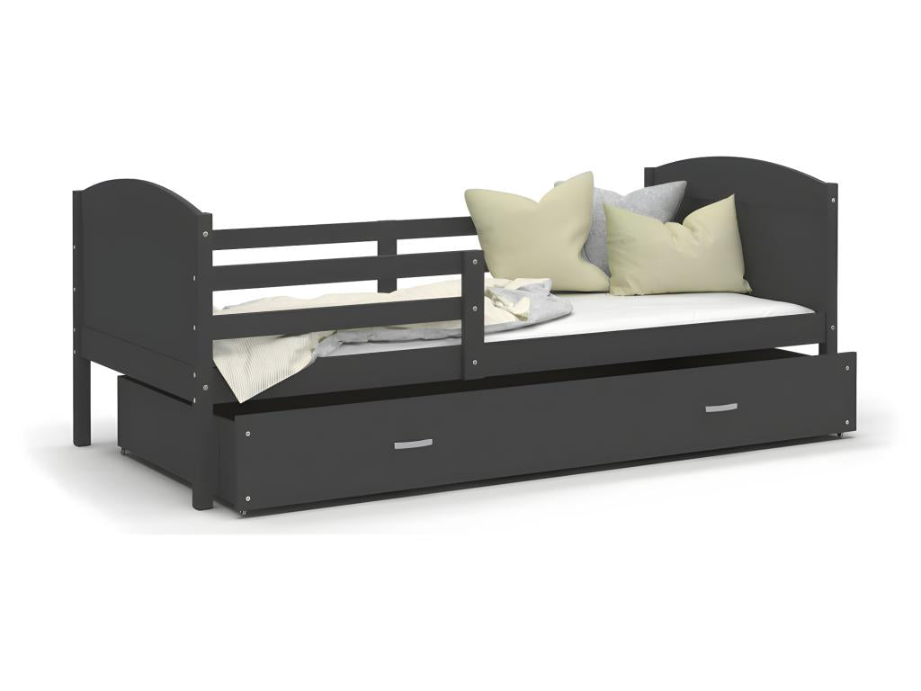 Lit Enfant Boislis 90x190 Sans Matelas Gris - gris Livré avec le sommiers et tiroir. ARXN67603