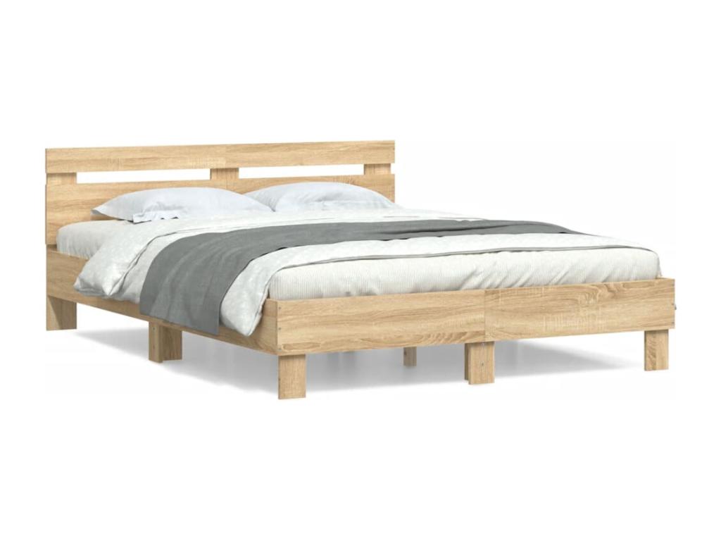 Cadre de lit sans matelas chêne Boislis 140x190 cm GILB55891