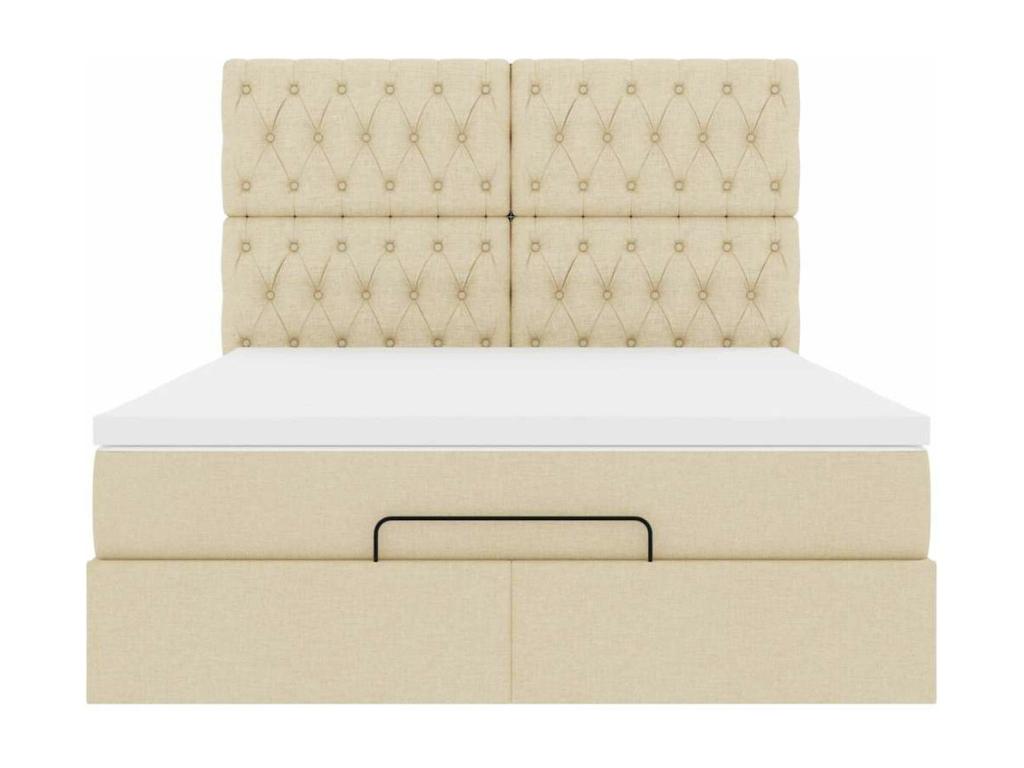 Cadre de lit ottoman avec matelas crème 140x200 cm tissu GHMN19480