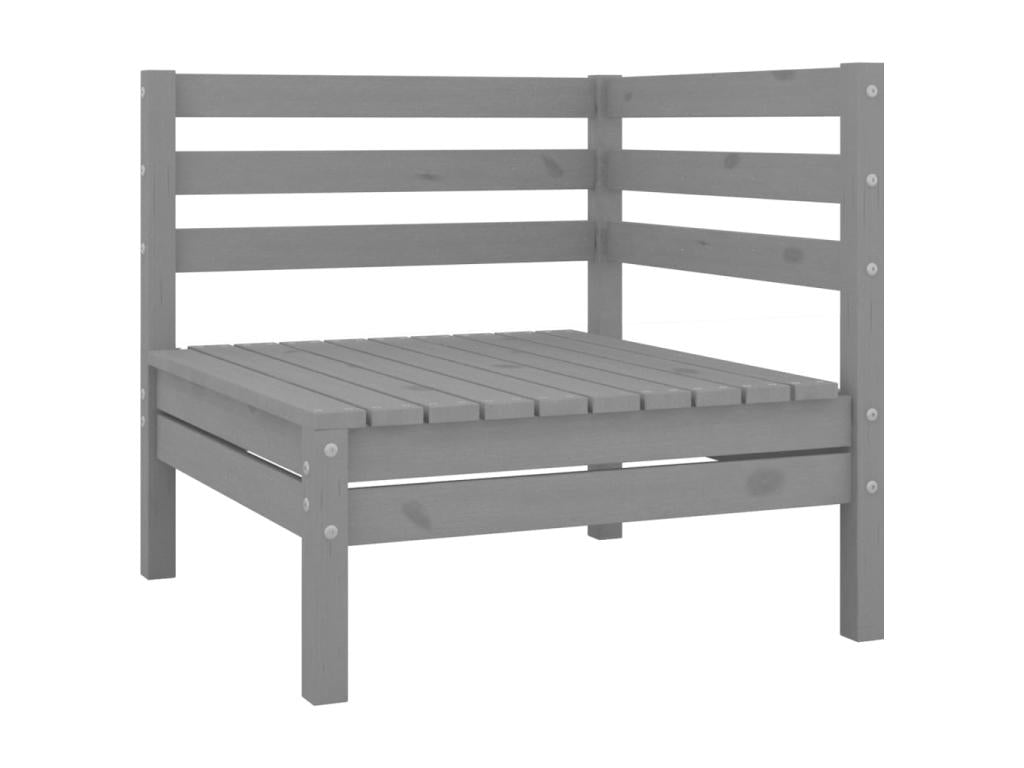 Salon de jardin 4 pcs Bois de pin massif Gris 4 OIHO42655