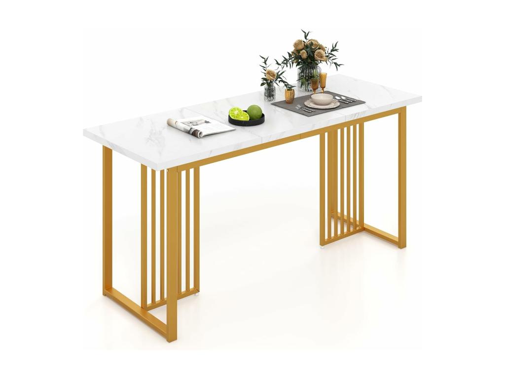 Table salle à manger de 160 cm pour 6-8 personnes pieds métalliques dorés KFVW41970