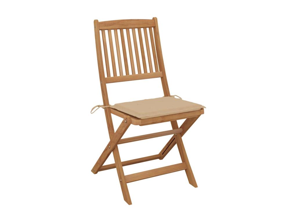 Chaises pliables de jardin lot de 8 avec coussins Bois d'Boislis FSZP41443