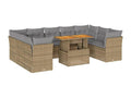 Salon de jardin avec coussins 10 pièces beige résine tressée BELJ63627