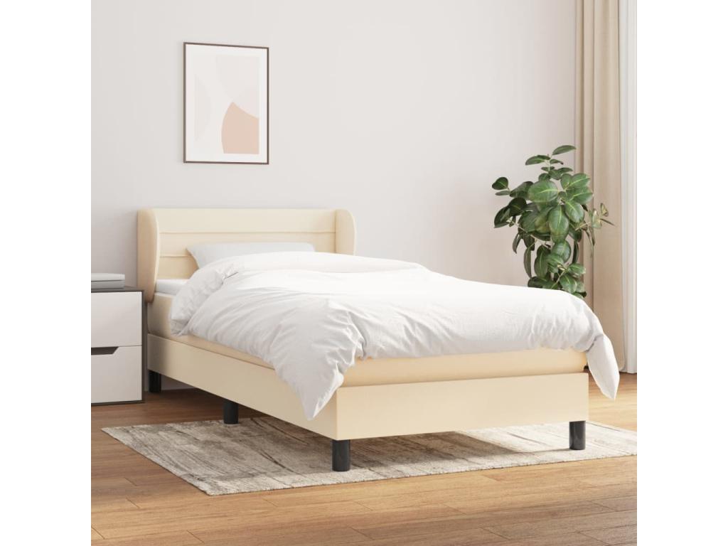 Lit à sommier tapissier avec matelas Crème 80x200 cm Tissu DFZZ53331