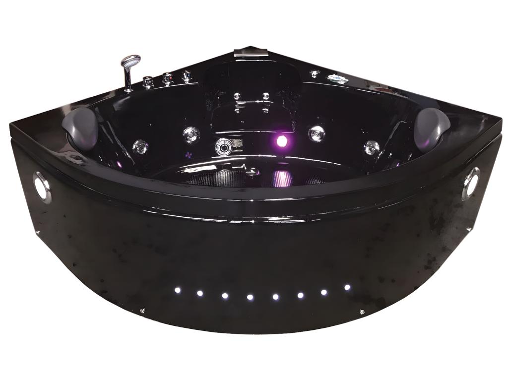 Baignoire Balnéo noir 150x150 cm Chromothérapie 14 jets – Verveine BZHU30846
