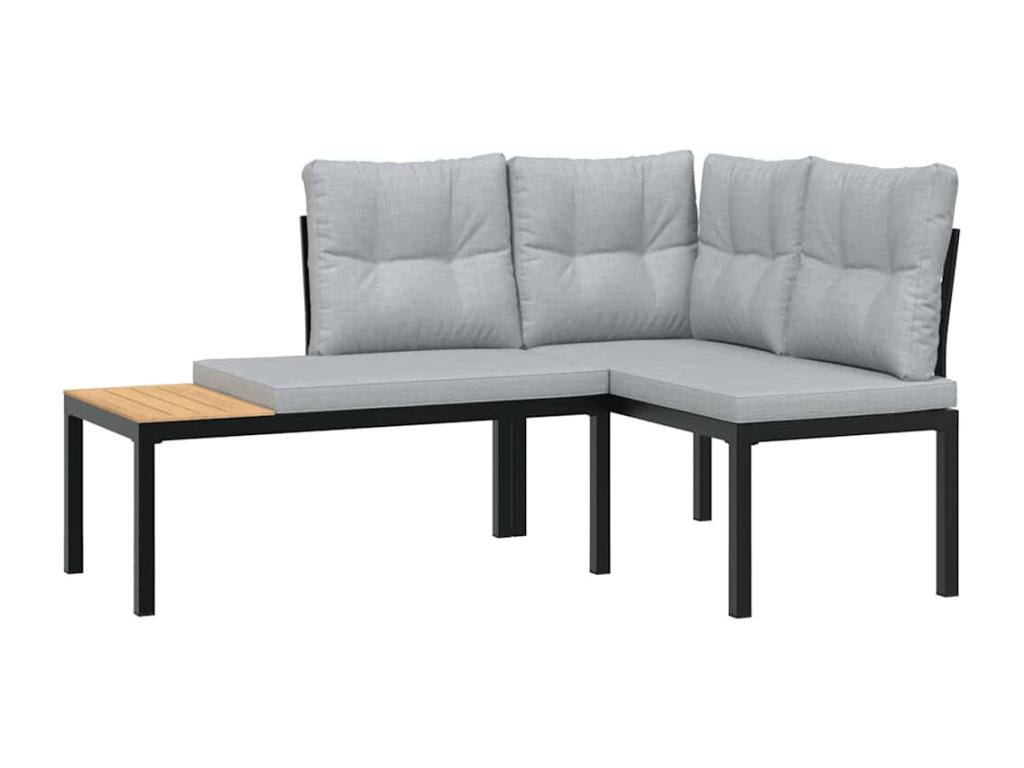 Salon de jardin avec coussins 6 pièces noir acier enduit de poudre WKGP94722