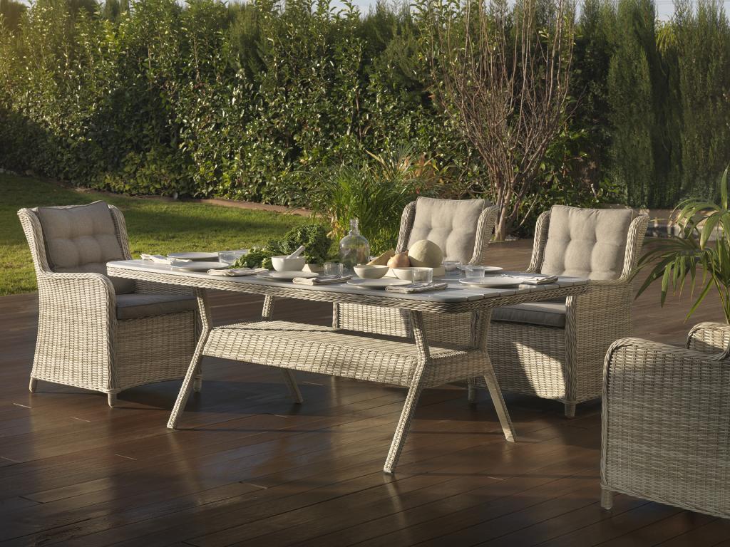 Table fibre d'aluminium marron plateau lames de fibre gris 200x100 SKHV17037