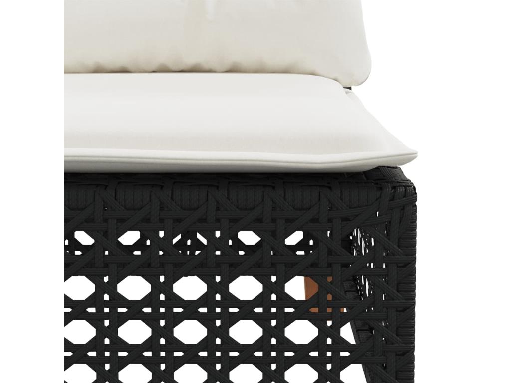 Salon de jardin 9 pcs avec coussins noir résine tressée KHQO33319
