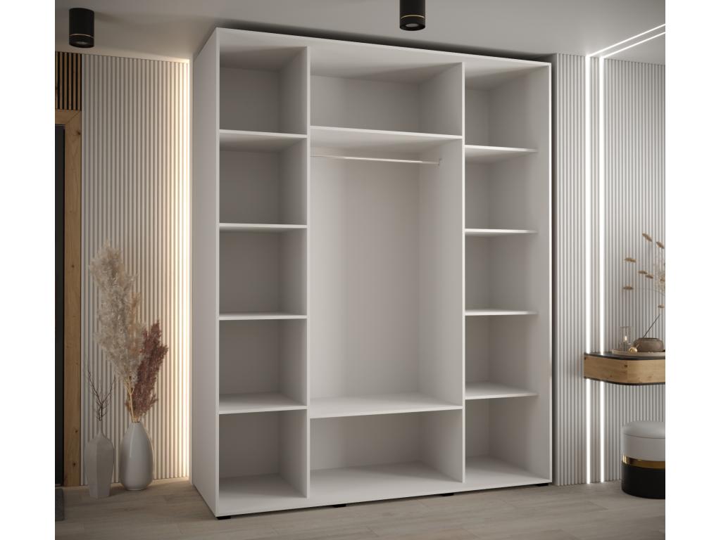ARMOIRE Boislis 3 À PORTES COULISSANTES 235.2/190/60 3 portes Blanc/Blanc/Noir UNNP44085