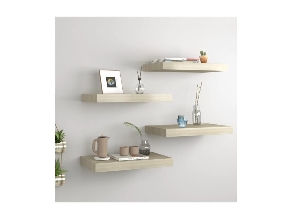 Étagères murales flottantes 4 pcs chêne 40x23x3.8 cm MDF YFID02744