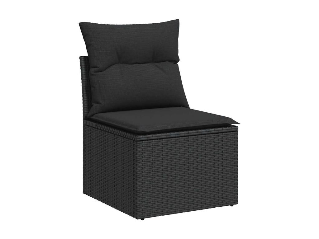 Salon de jardin 9 pièces avec coussins noir résine tressée XLDS32037