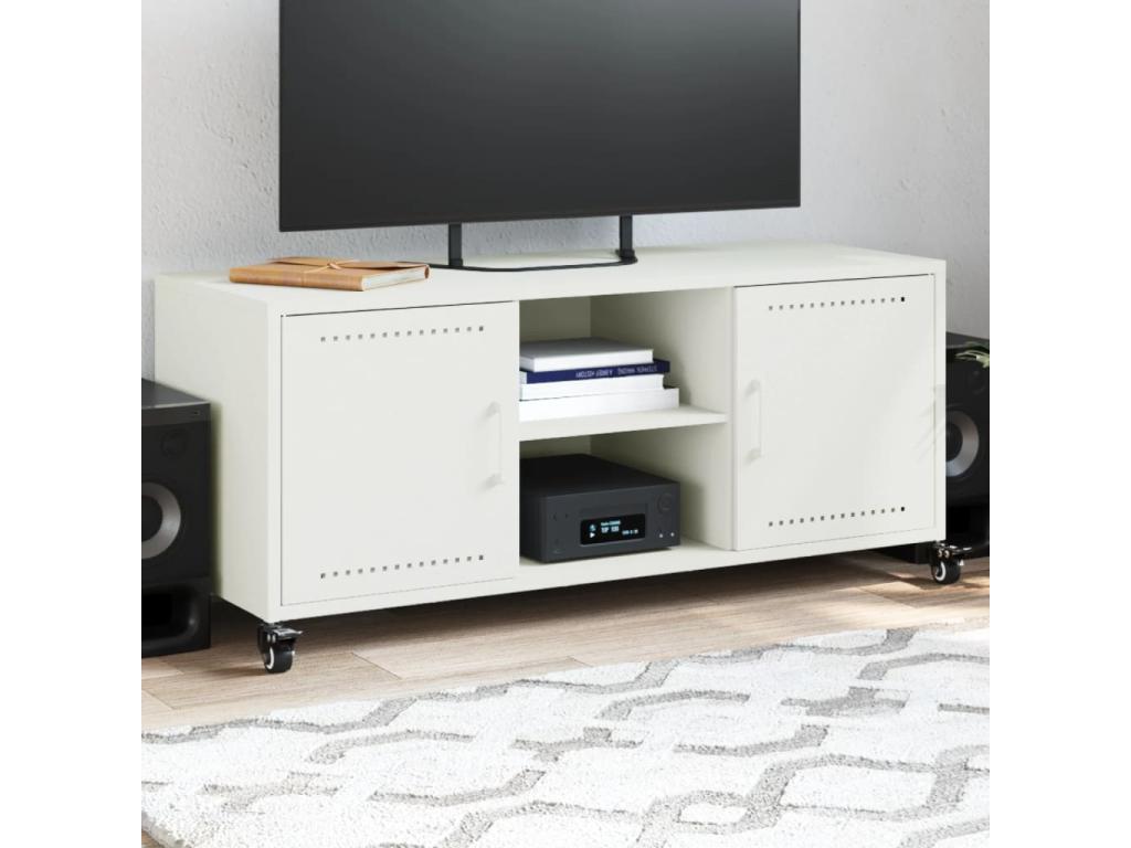 Meuble TV blanc 100,5x39x43,5 cm acier laminé à froid VLFA21778