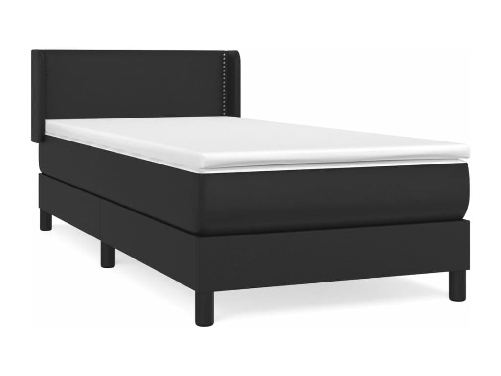Lit à sommier tapissier avec matelas Noir 90x190 cm Similicuir BICO63851