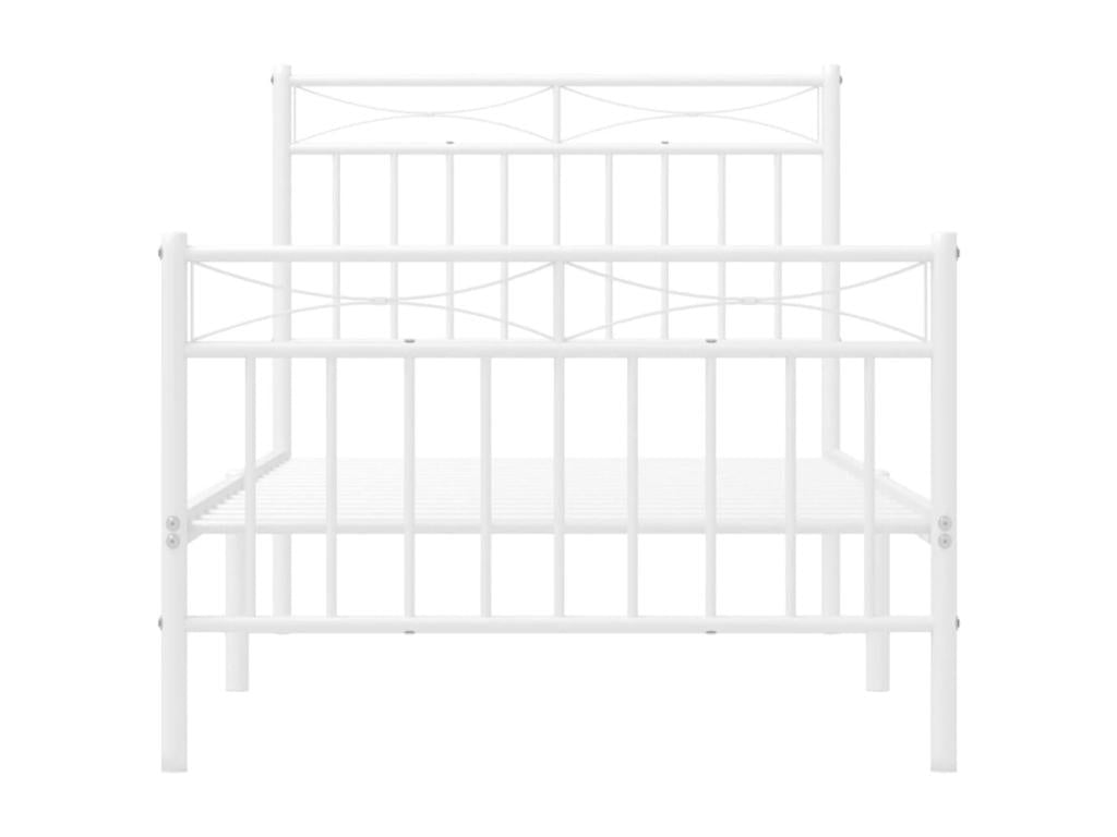 Cadre de lit métal avec tête de lit/pied de lit blanc 90x190 cm TOIN98769