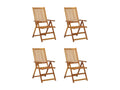 Chaises inclinables de jardin lot de 4 et coussins Bois Boislis TEKT61253
