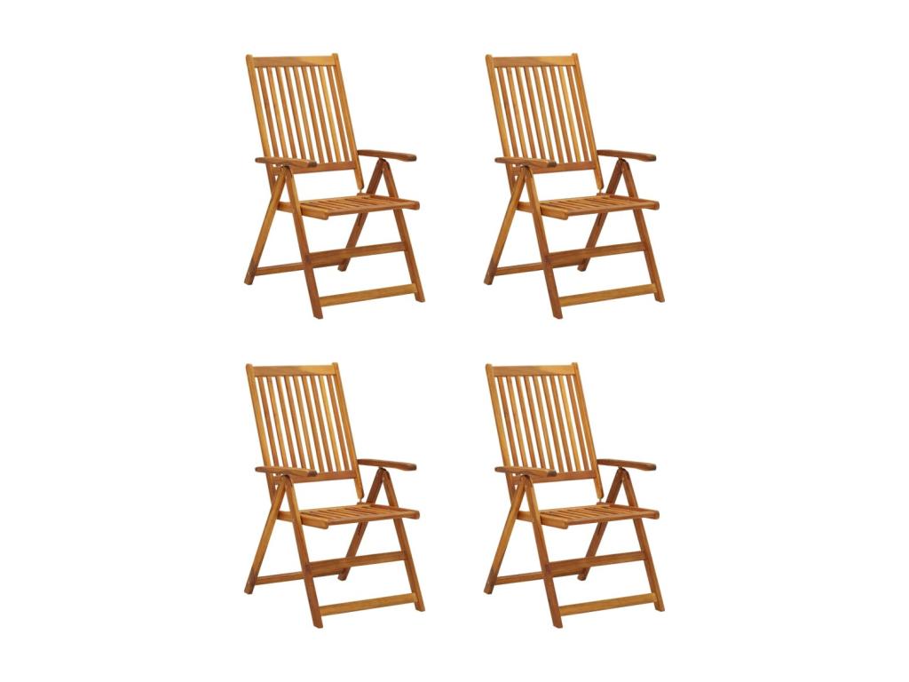 Chaises inclinables de jardin lot de 4 et coussins Bois Boislis TEKT61253
