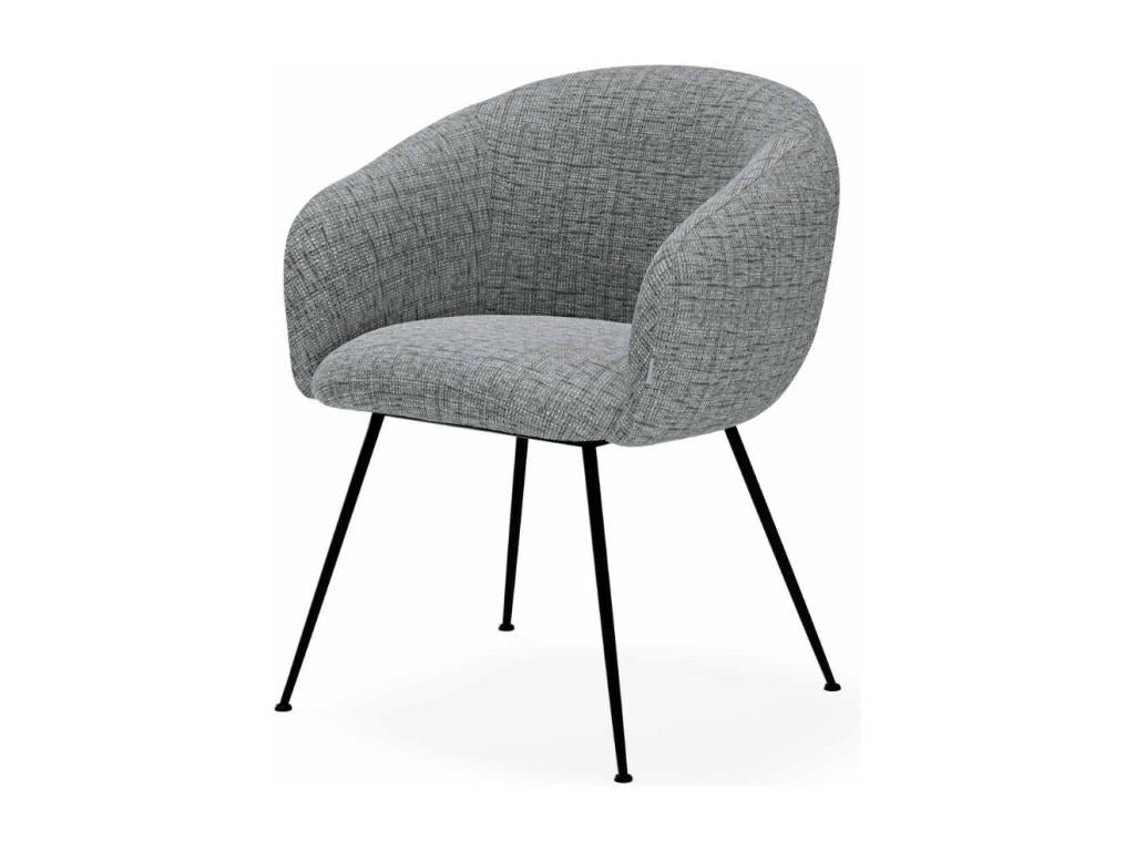 Chaise en tissu avec pieds métal noir Boislis – Design galbé et confort exceptionnel-Couleur Gris HCEK85706