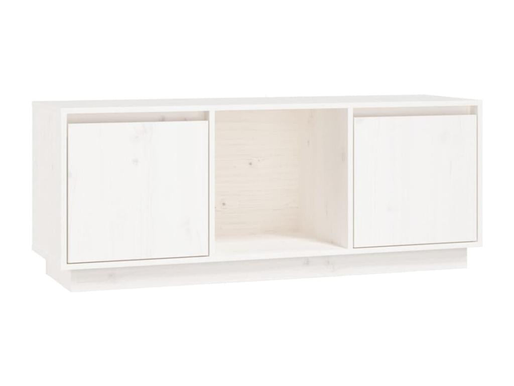 Meuble TV Blanc 110,5x35x44 cm Mobenze de pin massif ZMRJ37066