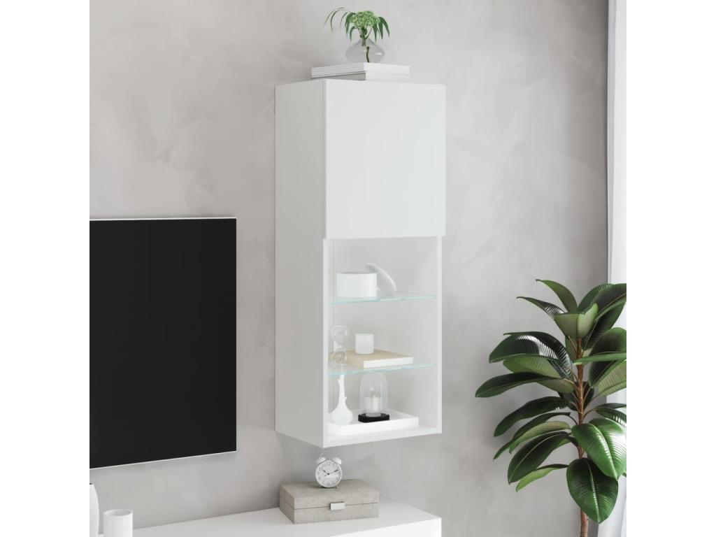 Meuble TV avec Boislisères LED blanc 40,5x30x102 cm DHYI26399