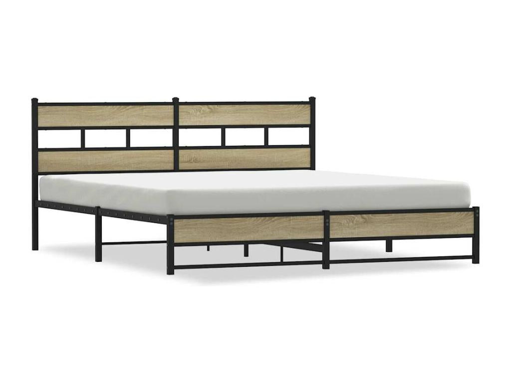 Cadre de lit en métal sans matelas chêne Boislis 180x200 cm QTEZ99108