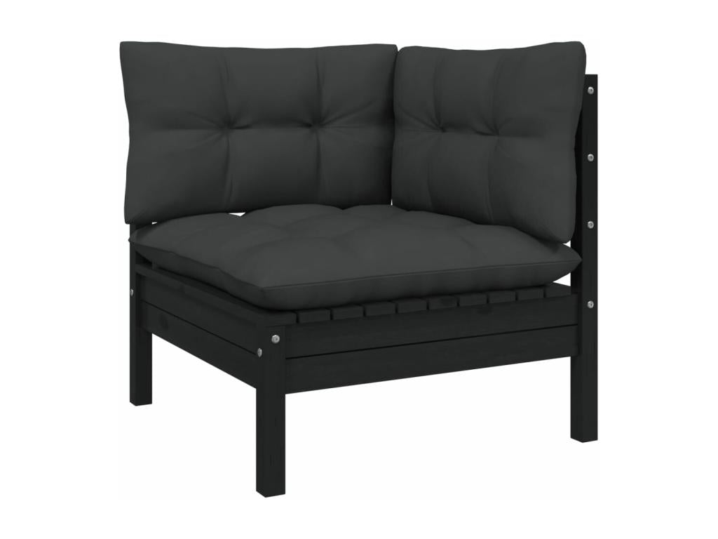 Salon de jardin 5 pcs avec coussins Noir Mobenze de pin 2 WNDZ21277