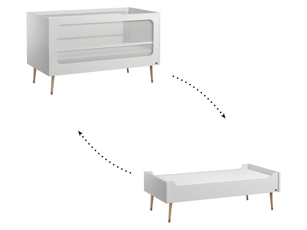 Chambre complète lit bébé évolutif - commode 4 tiroirs - armoire Boislis Blanc ZDEU04663