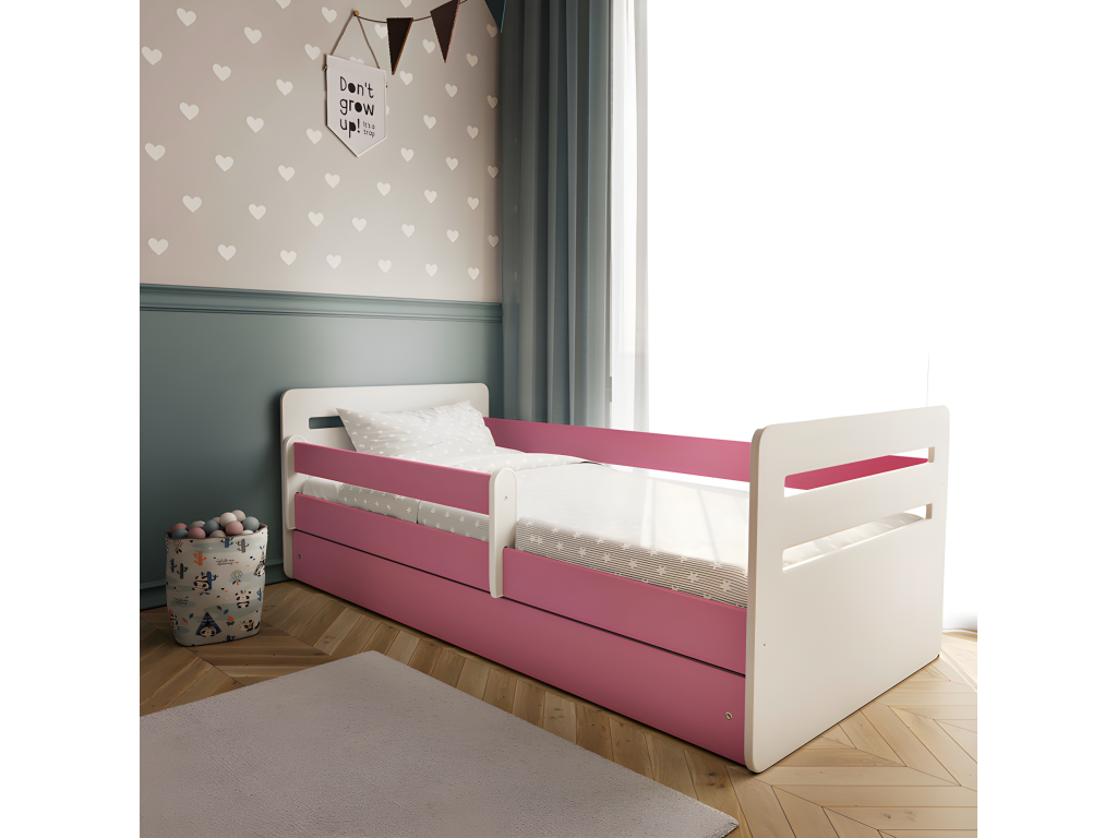 Lit Boislis rose avec tiroir sans matelas 180/80 HOGZ57178
