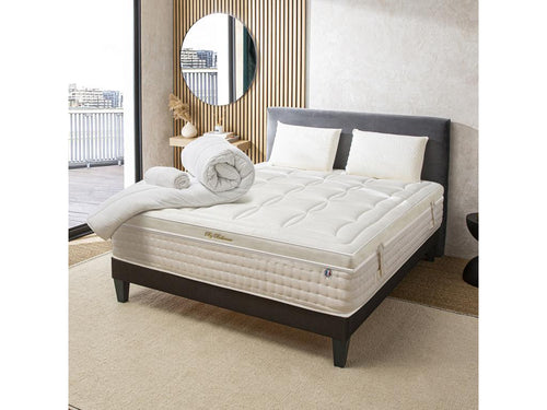 Boislis LITERIE - Pack Prêt à dormir EMPEREUR 140x200 cm - Matelas Mémoire de forme Sommier Accessoires RNZC28941