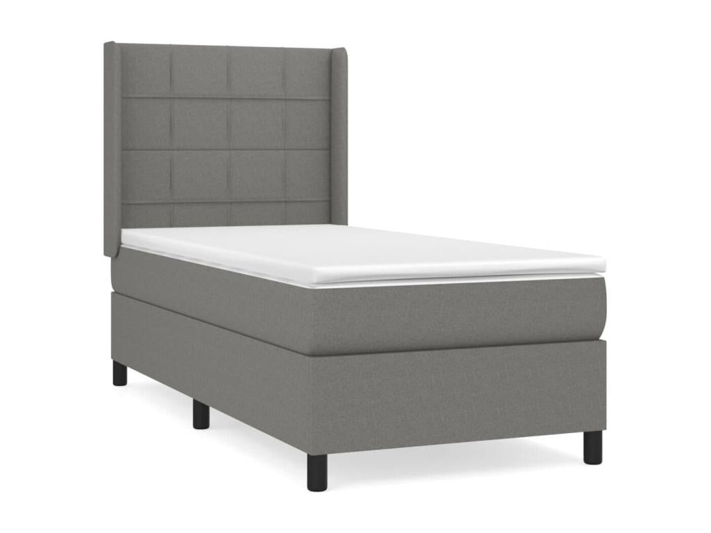 Sommier à Boislis de lit avec matelas Gris foncé 80x200 cm Tissu HOGG46750