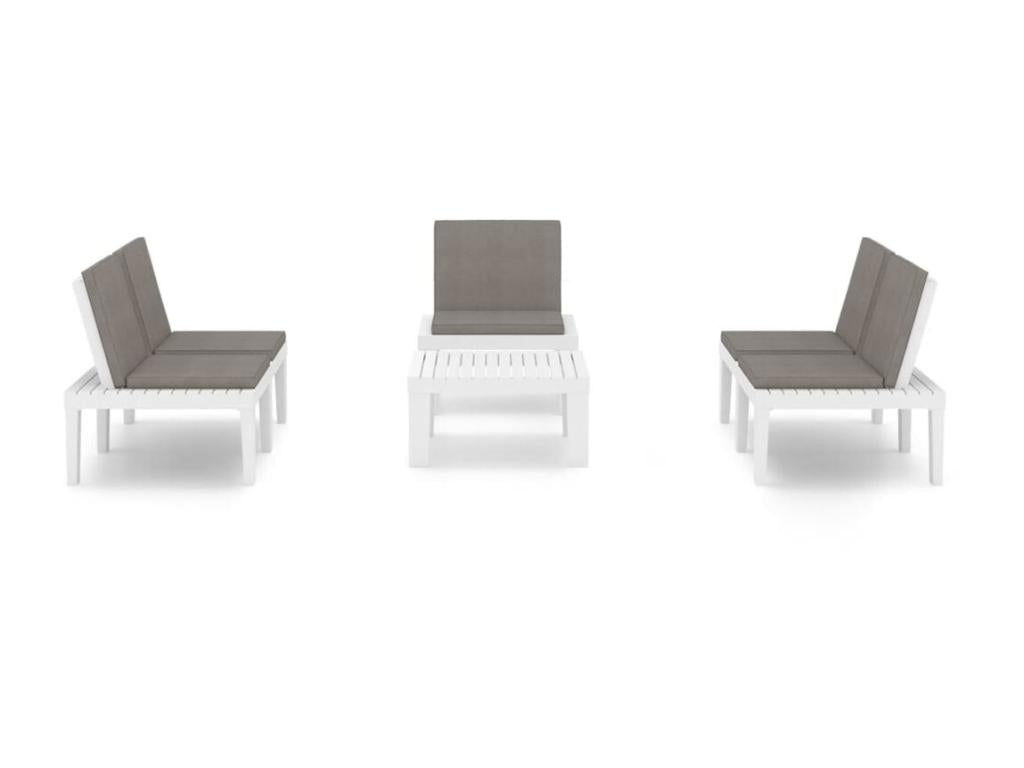 Salon de jardin 4 pcs avec coussins Plastique Blanc 3 LERY86693