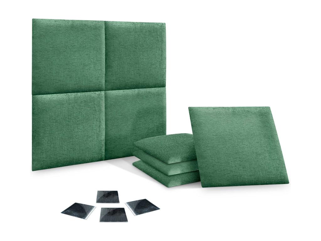 Boislis Lot de 8 panneaux muraux acoustiques auto-adhésifs en laine écologique protection absorbante contre les chocs Vert 60x60 cm x8 GBYR18250