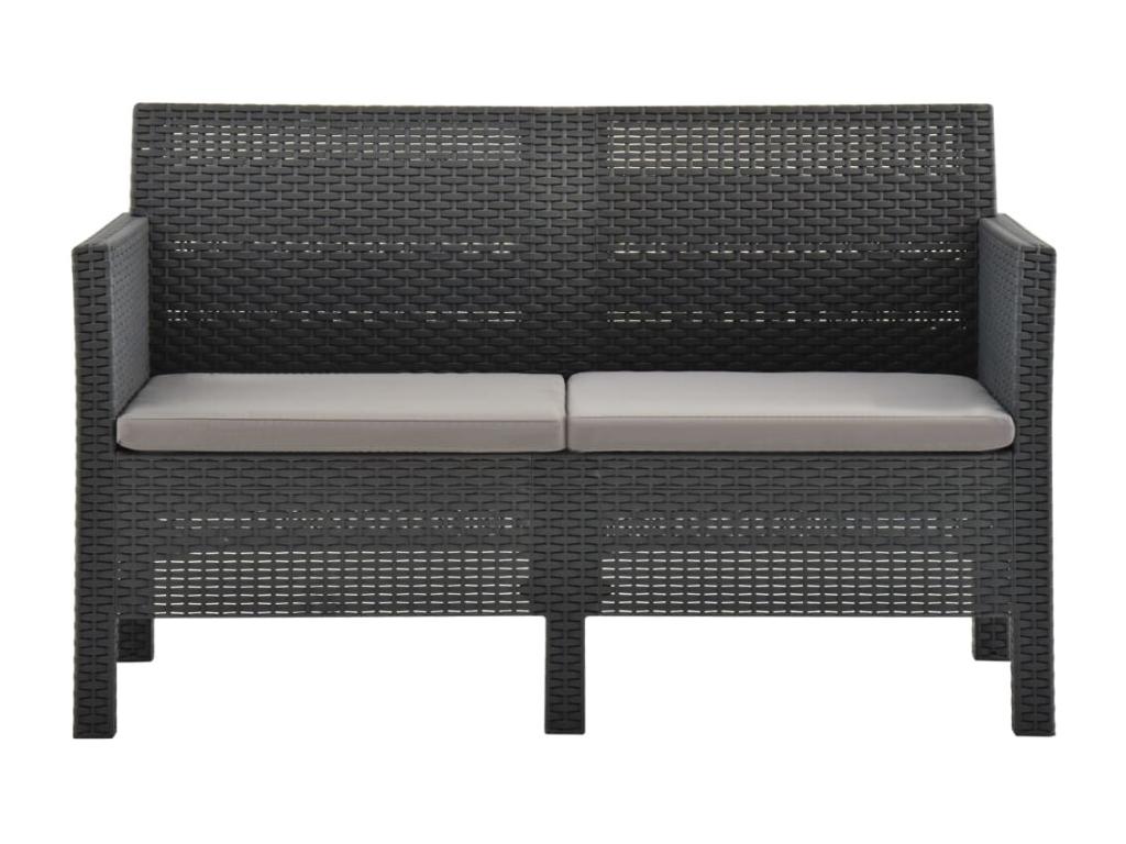 Canapé à 2 places de jardin avec coussins Anthracite PP HKFC60727