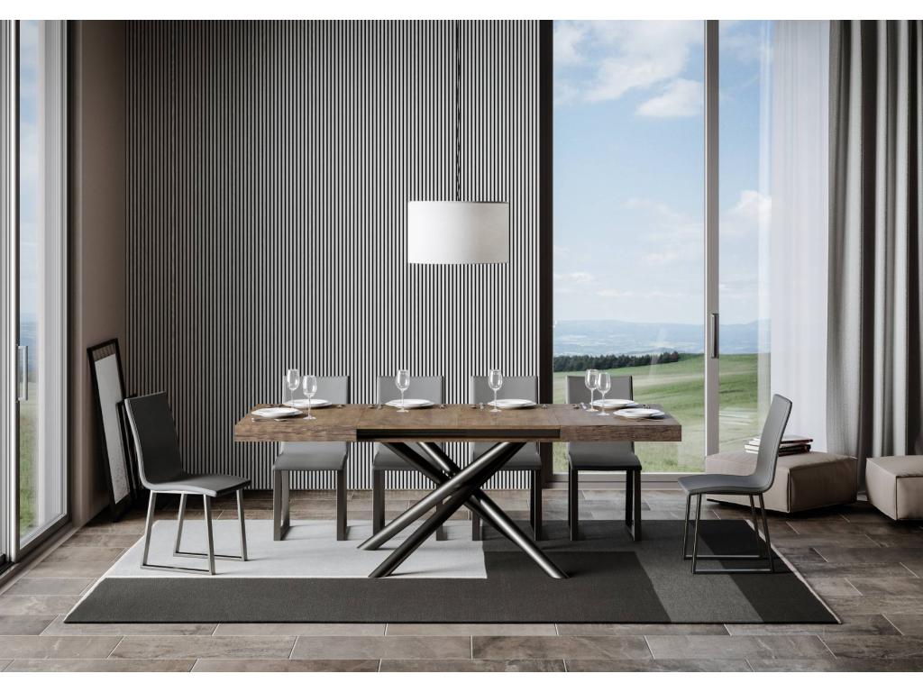 Table extensible 90x140/244 cm Famas Noyer cadre Anthracite XYTK73318