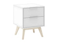 Boislis - Chevet Scandinave 2 Tiroirs Pin Massif Naturel et Blanc FPEG92219