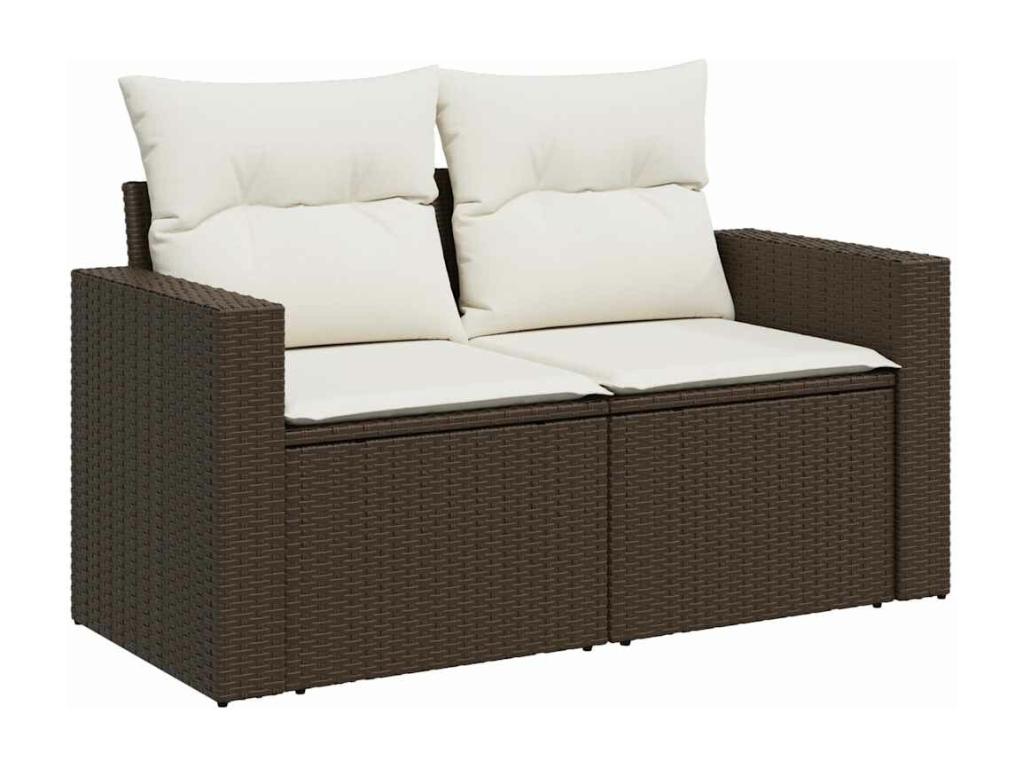 Salon de jardin 10 pcs avec coussins marron résine tressée QSPE61543