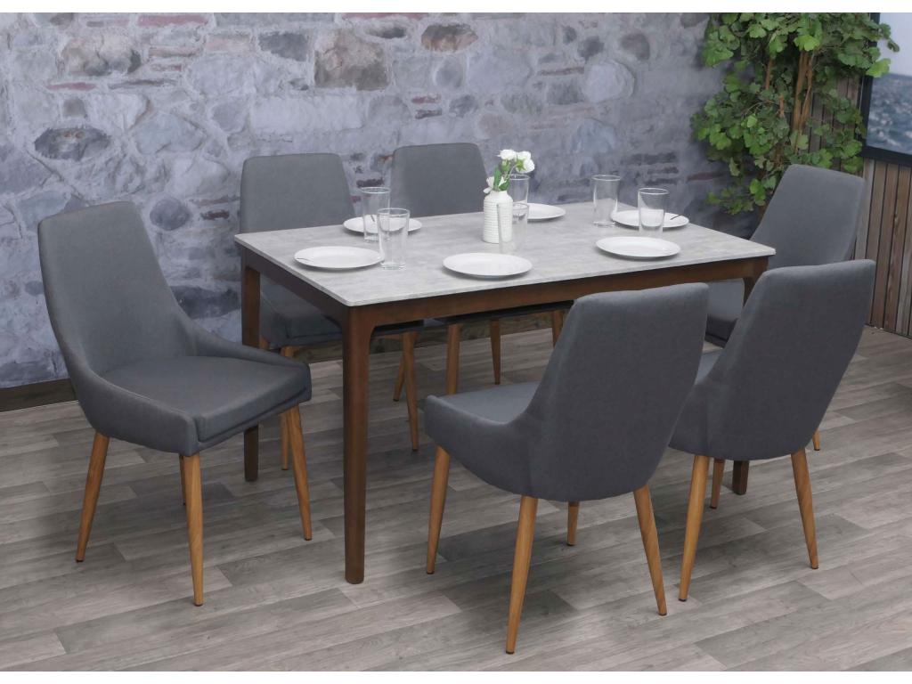 Chaise de salle à manger Boislis-B44 II lot de 6 tissu gris foncé XCKD00378