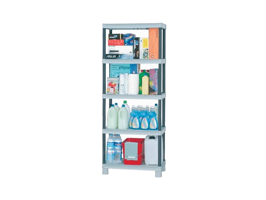 Armoire d'extérieur Boislis Etagère d'extérieur Armoire de balcon polyvalente avec 3 étagères Made in Italy 70x35h172 cm Gris clair et noir SJNX23718