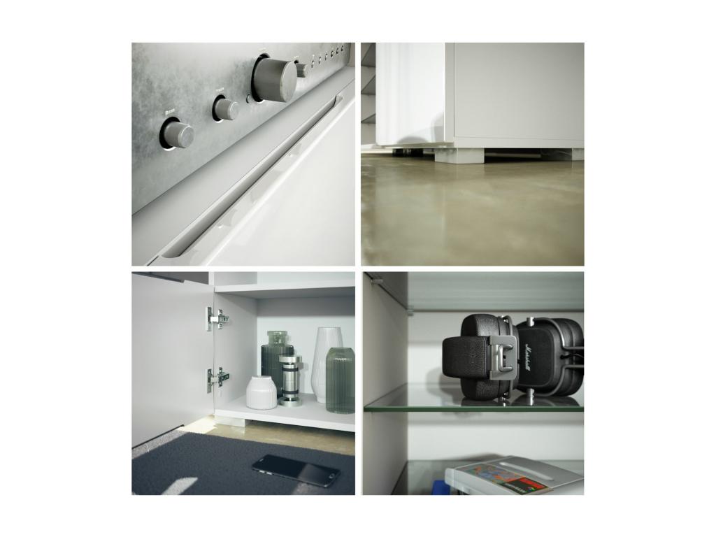 Meuble TV Blanc Mat Et Sable Laqué lxhxp 146x54x35 Cm CGAD66935