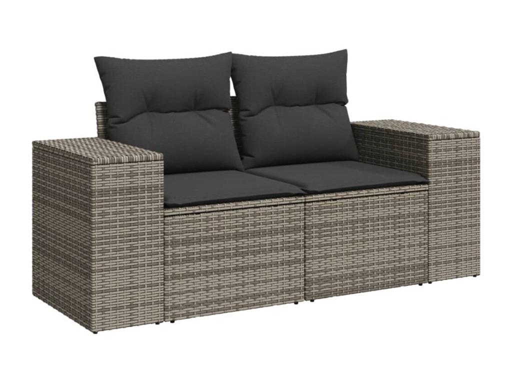 Salon de jardin 6 pcs avec coussins gris résine tressée EPVK80459