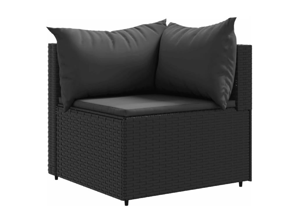Salon de jardin 10 pièces avec coussins noir résine tressée TPST57851