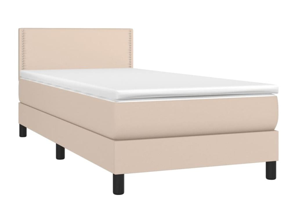 Sommier tapissier matelas et LED Cappuccino 80x200cm Similicuir ZSXP93940